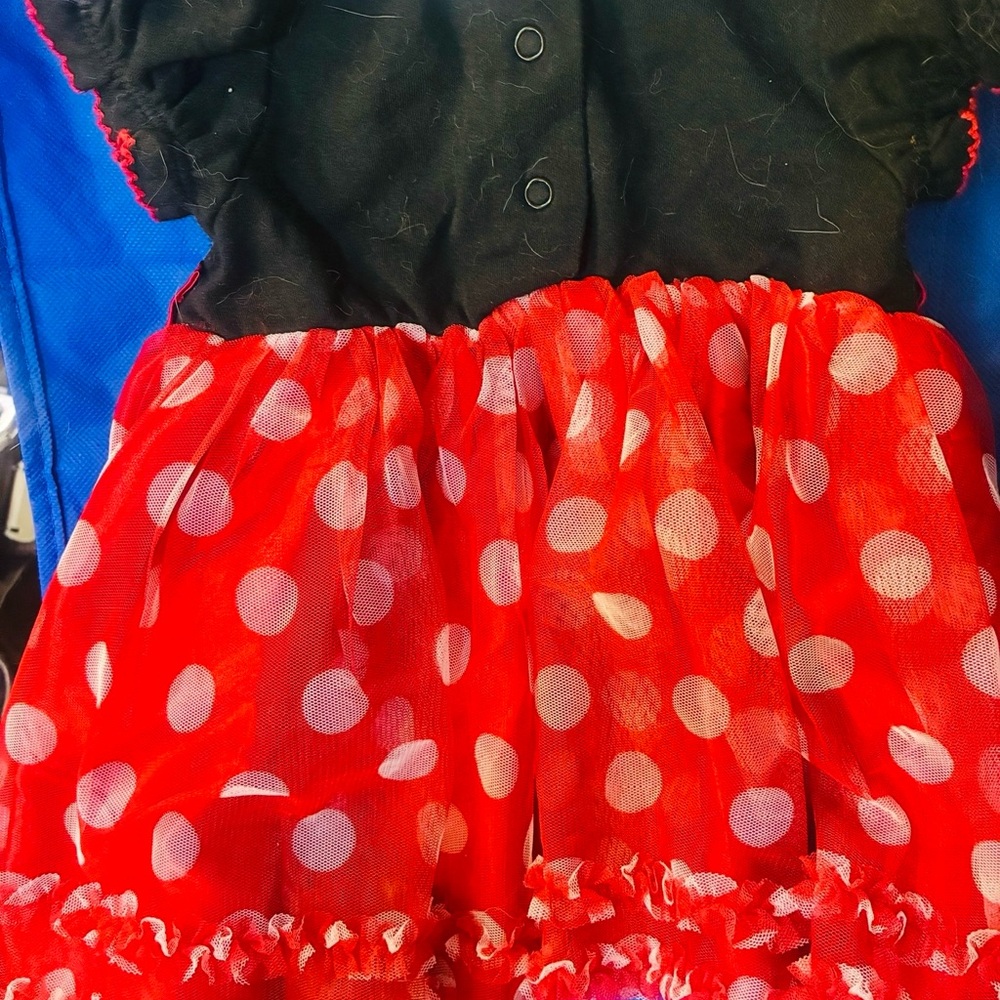 Disney Casual Red and Black Dress with Polka Dots - Picture 4 of 6